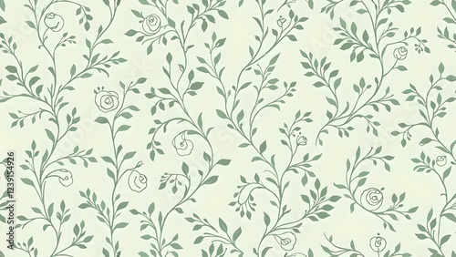 Seamless pattern with flowers and leaves. Hand drawn background. floral pattern for wallpaper or fabric. Flower rose. Botanic Tile.
