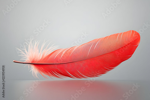 A vibrant red feather isolated on a transparent background, its fine details showcasing the elegance of natural textures.