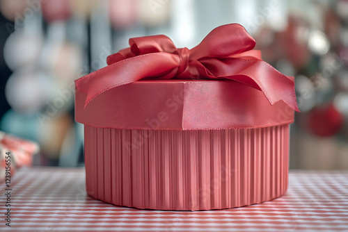 A vibrant red gift box, wrapped with a ribbon, isolated on a transparent background for a festive feel.