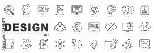 Set of design related line icons. Graphic, creative, drawing, sketch etc. Editable stroke. Set 2