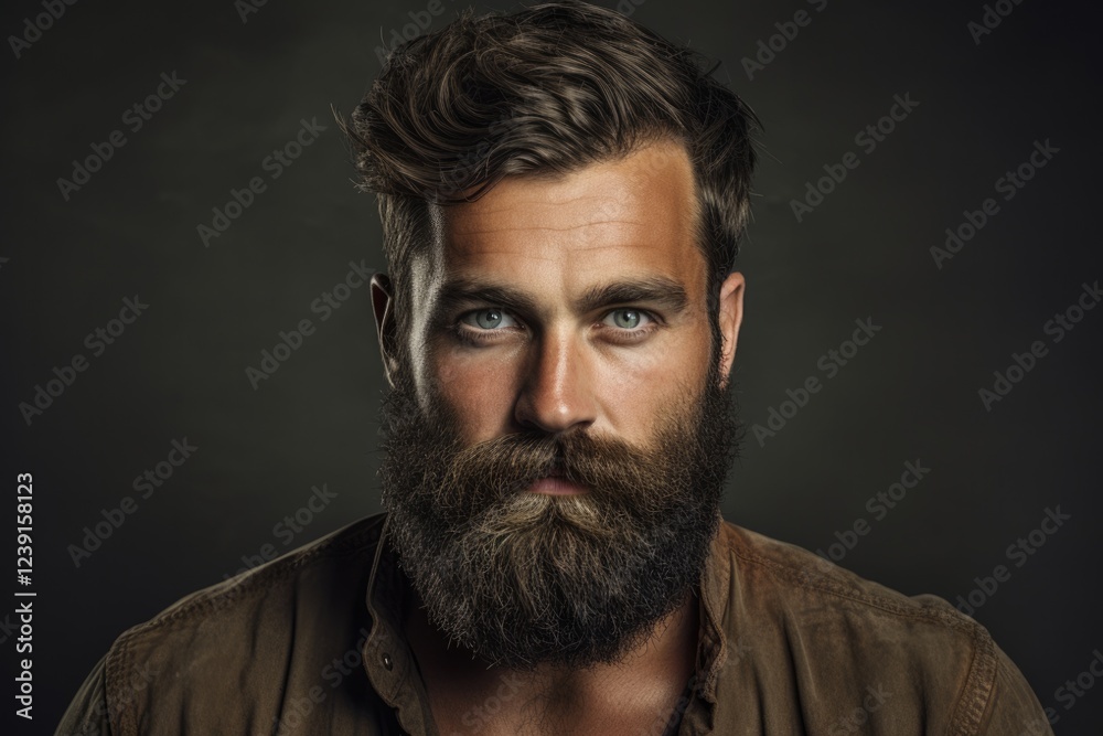 Fototapeta premium Handsome Bearded Man Portrait with Fun Expression in Casual Attire
