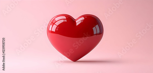 A vivid 3D red heart icon nestled within a speech bubble, isolated on a soft pink background, perfect for a Valentinea??s theme.