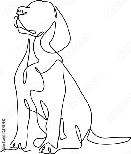 One continuous single-line drawing of the dog profile. Pet portrait silhouette in simple minimal linear style. Elegance Doodle outline vector illustration in line art an editable stroke.