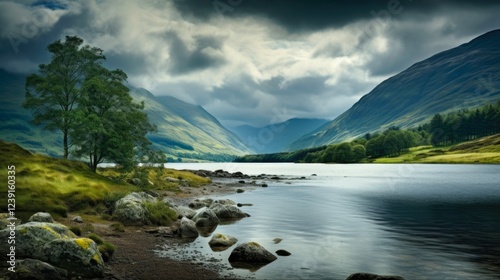 Highland Serenity: Loch Loyne amidst the Majestic Western Highlands of Scotland in the United Kingdom photo