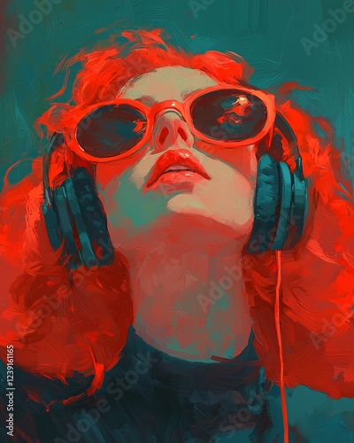 Woman Immersed in Music: The Power of Sound and Style