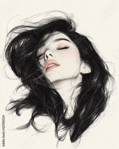 Ethereal Beauty: A Woman with Long Hair Dancing in the Wind