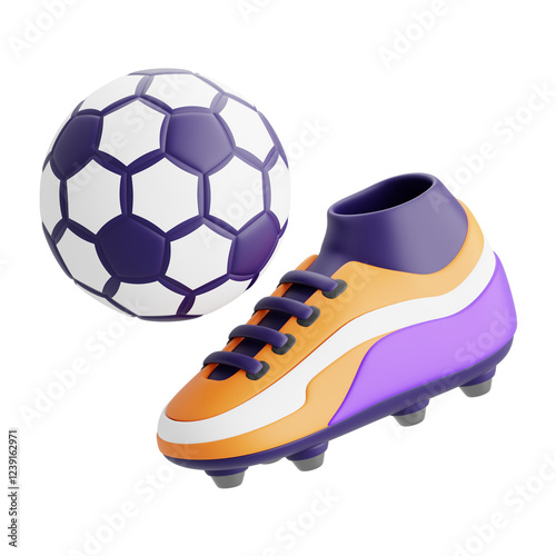 Soccer ball and soccer shoes 3D icon