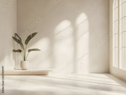Empty room with a window in a modern house interior photo