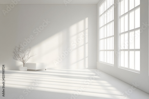 Empty room with a window in a modern house interior photo