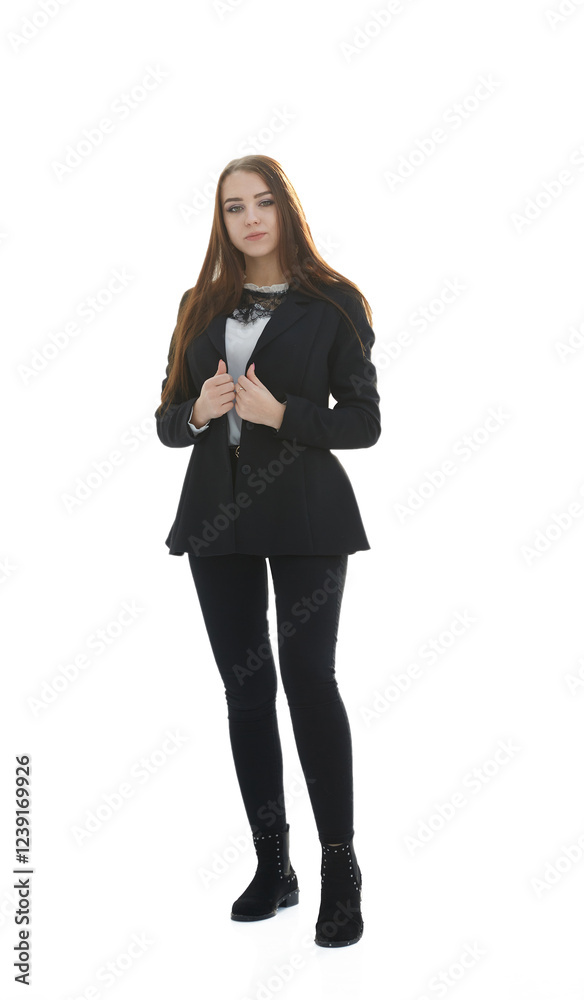 in full growth. attractive girl in jeans and a white blouse . in full growth. attractive girl in jeans and a white blouse .