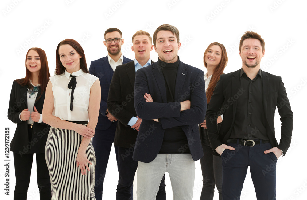 Obraz premium in full growth. group of diverse young people standing together.