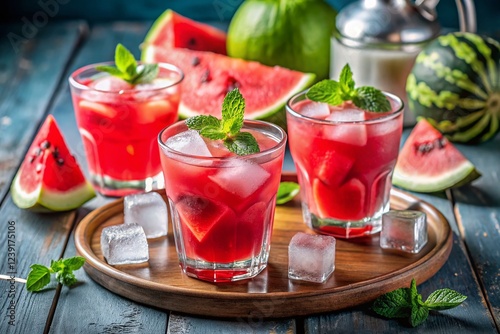 Wallpaper Mural Refreshing Watermelon Drink with Ice for Summer Quenching Torontodigital.ca