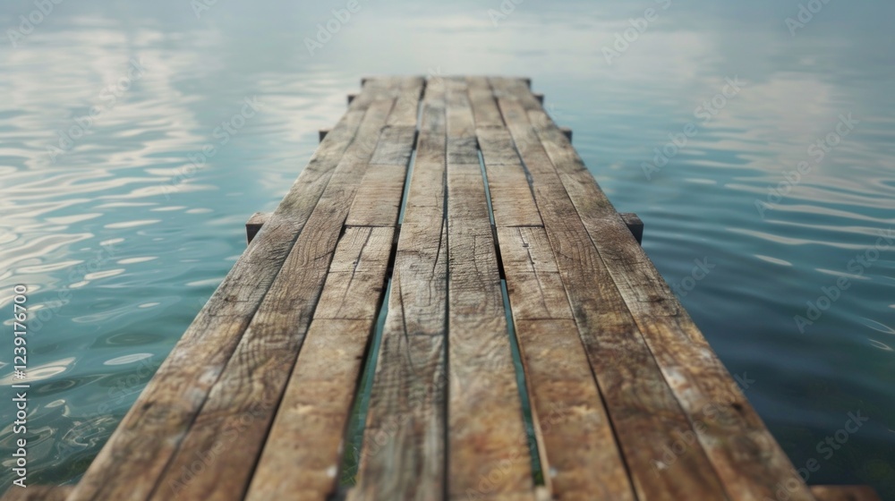 Wooden pier going into calm water. Use as background for meditation apps, travel websites and outdoor holiday ads. Wooden pier going into calm water. Use as background for meditation apps, travel websites and outdoor holiday ads.