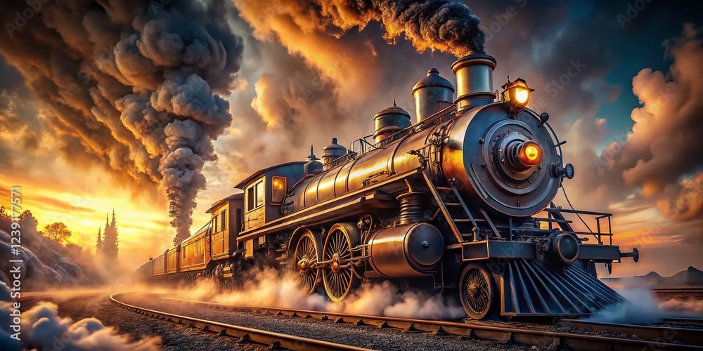 Fototapeta premium Retro Steam Engine Background: High-Resolution Industrial Image
