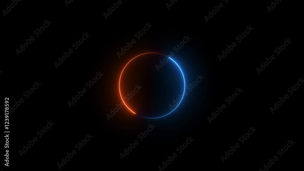 Circle symbol icon animation neon glow color on black background Circle symbol icon animation neon glow color on black background