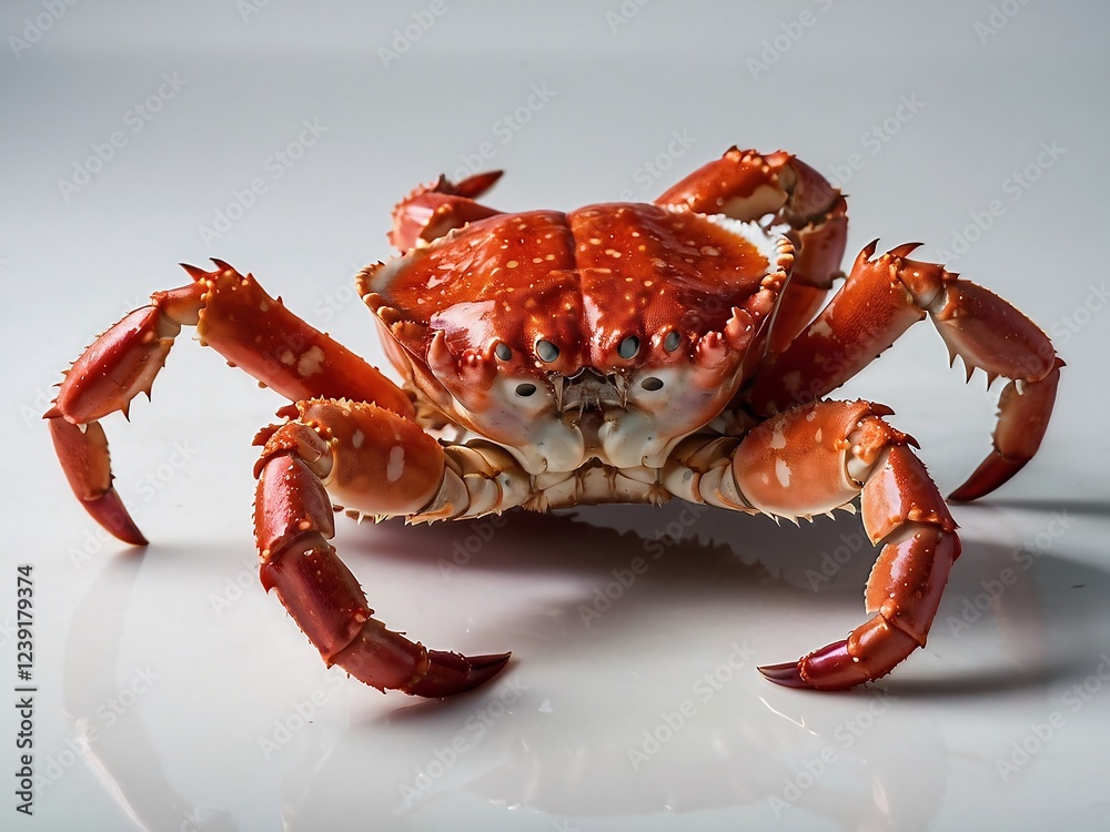 Vibrant Red Crab Close-Up on white background Vibrant Red Crab Close-Up on white background