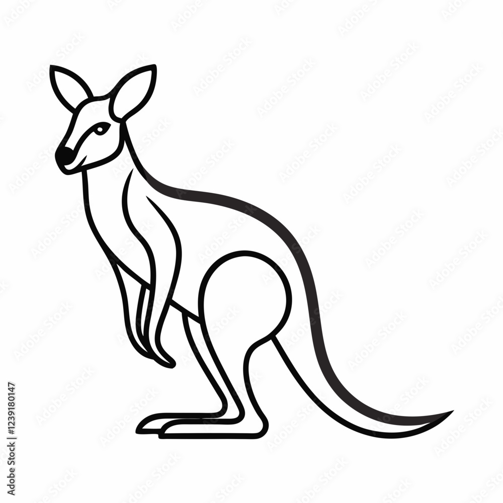 Simple a Kangaroo line art vector design white background Simple a Kangaroo line art vector design white background