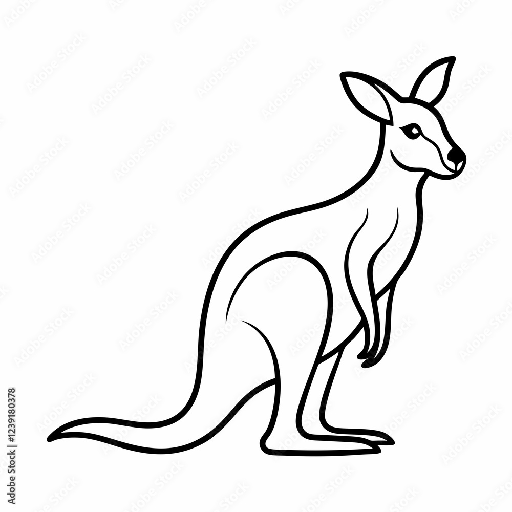 Simple a Kangaroo line art vector design white background Simple a Kangaroo line art vector design white background