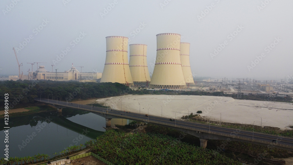 The Rooppur Nuclear Power Plant at Ishwardi in Pabna, Bangladesh. Ruppur Nuclear power plant is a first nuclear plant and mega project of Bangladesh. The Rooppur Nuclear Power Plant at Ishwardi in Pabna, Bangladesh. Ruppur Nuclear power plant is a first nuclear plant and mega project of Bangladesh.