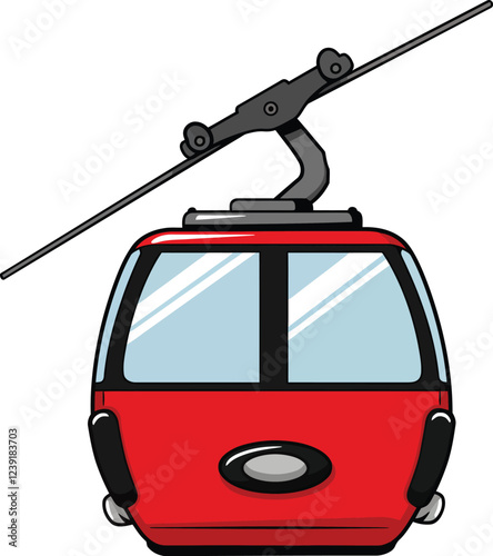Illustration of a red gondola lift (cable car), isolated on white background