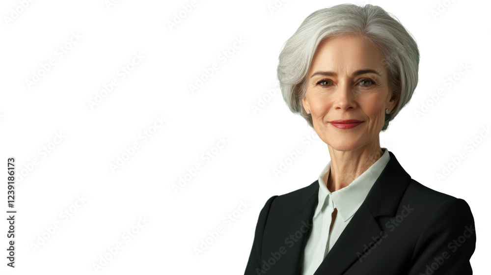 Smiling senior businesswoman with transparent background Smiling senior businesswoman with transparent background