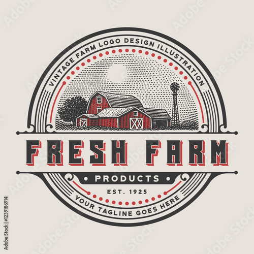 Fresh farm logo vintage illustration