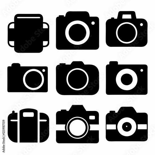 set of retro cameras icon design , camera logo vector illustration 