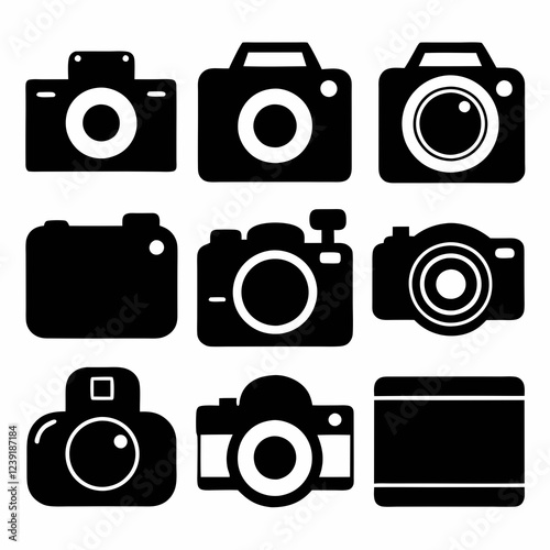set of retro cameras icon design , camera logo vector illustration 