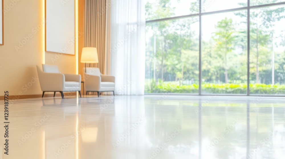 Fototapeta premium Retirement home with modern architecture and spacious interiors, clean design and welcoming environment under bright sunlight