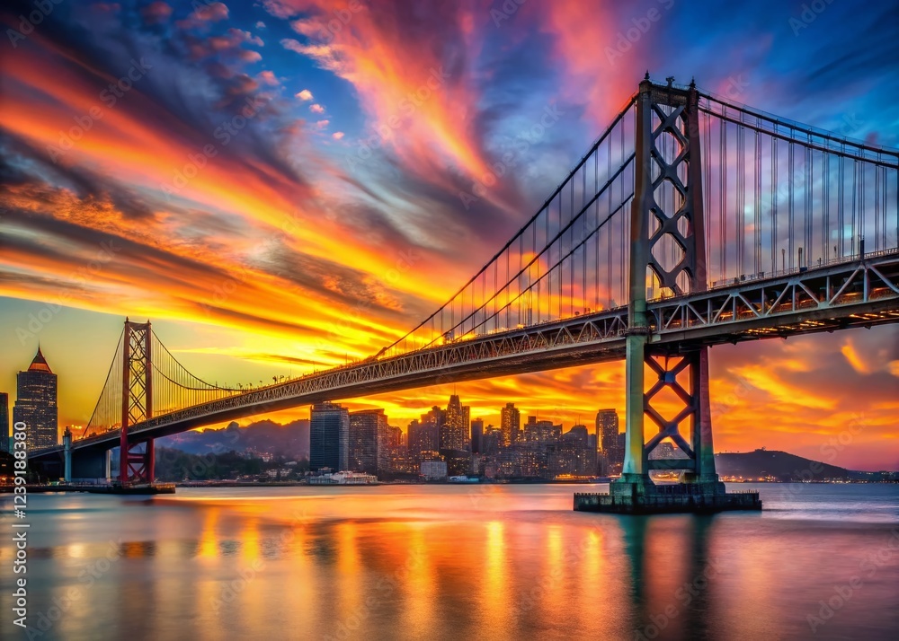 San Francisco North Beach Skyline with Bay Bridge at Sunset - Architectural Photography San Francisco North Beach Skyline with Bay Bridge at Sunset - Architectural Photography