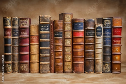 Vintage Leather-Bound Antiquarian Books Collection in Baroque Style