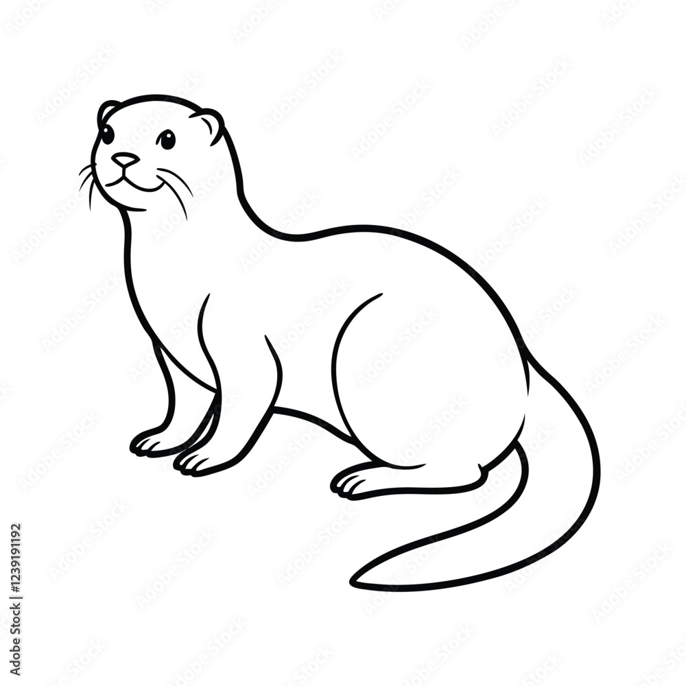 Fototapeta premium Otter Art Vector Illustration - Otter Outline and Drawing Vector Design
