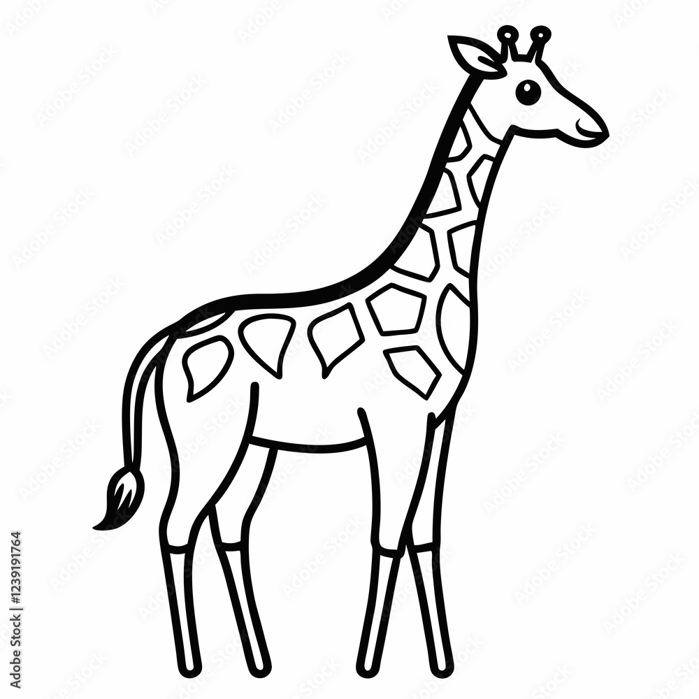 Simple a Giraffe line art vector design white background Simple a Giraffe line art vector design white background