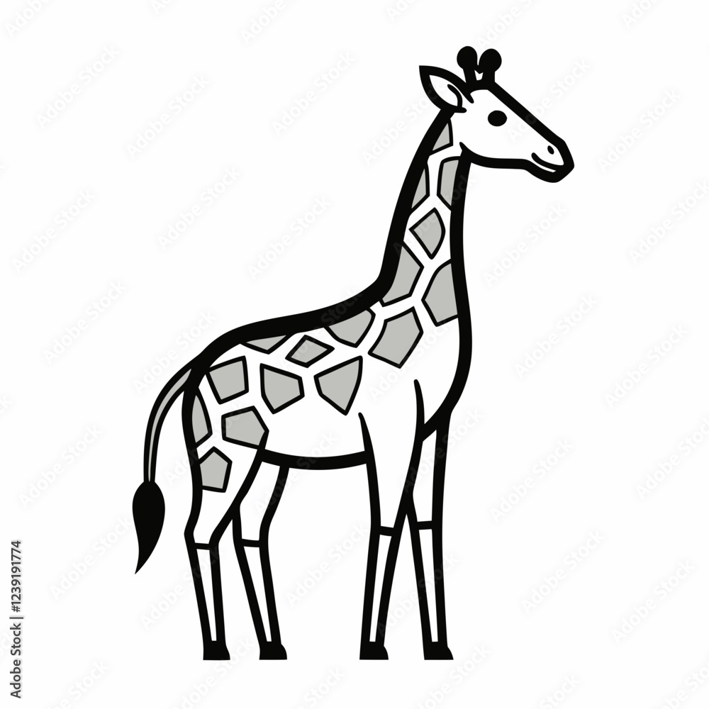 Simple a Giraffe line art vector design white background Simple a Giraffe line art vector design white background