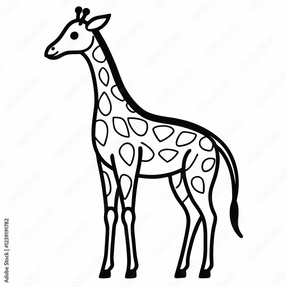Simple a Giraffe line art vector design white background Simple a Giraffe line art vector design white background