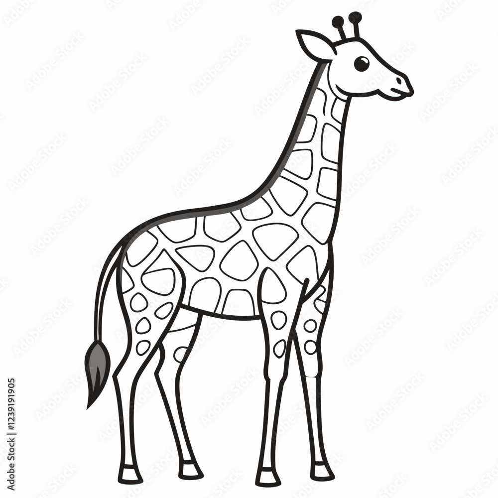 Obraz premium Simple a Giraffe line art vector design white background