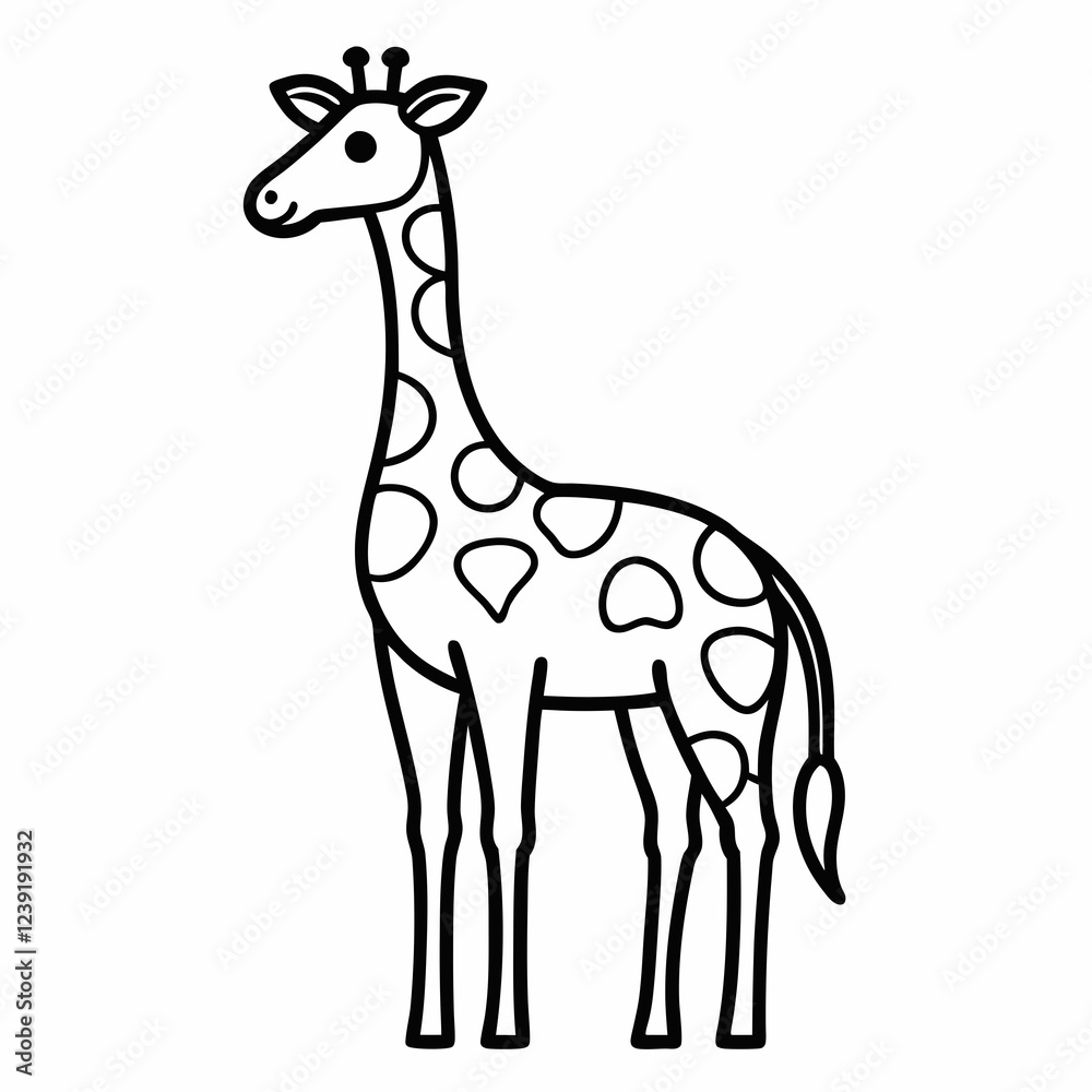 Simple a Giraffe line art vector design white background Simple a Giraffe line art vector design white background