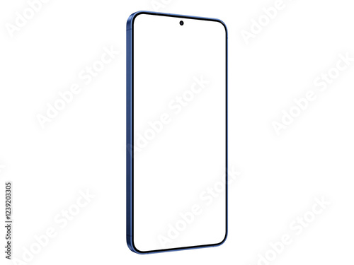 Photo of smartphone similar to android device without background. Navy color. Template for mockup. Only frame, without screen
