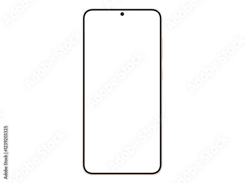 Photo of smartphone similar to android device without background. Pink gold color. Template for mockup. Only frame, without screen
