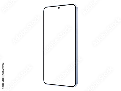 Photo of smartphone similar to android device without background. Icy blue color. Template for mockup
