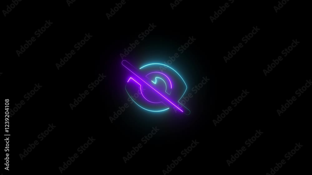 Cyan and purple color glow neon eye slash icon animation Cyan and purple color glow neon eye slash icon animation