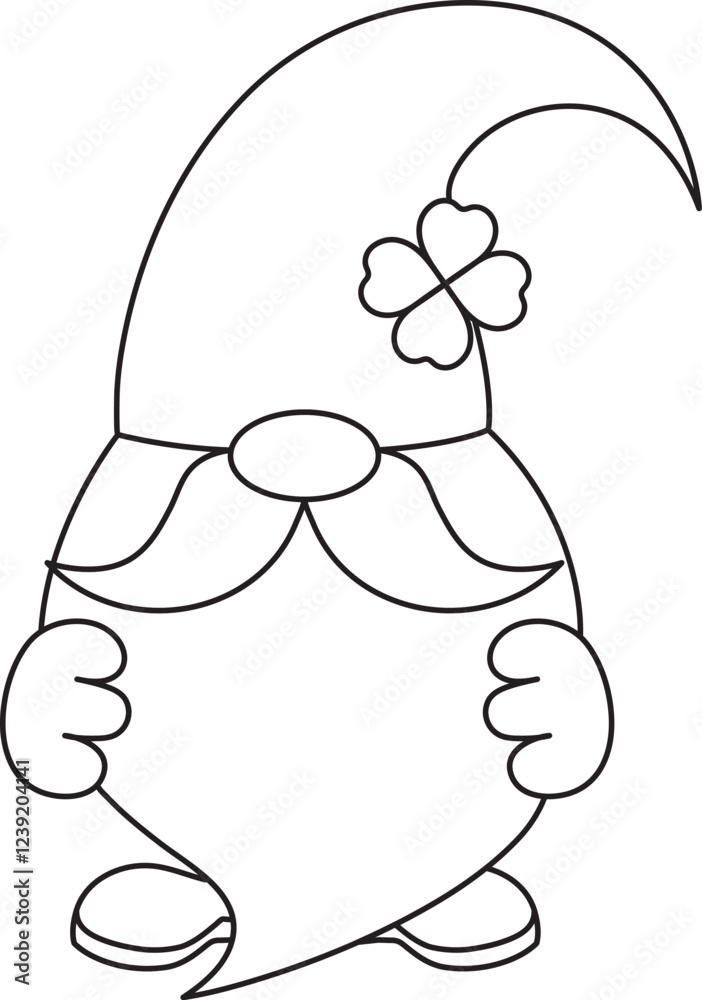 St. Patrick's Day, leprechaun with a long beard, black and white vector linear icon isolated on a white transparent background St. Patrick's Day, leprechaun with a long beard, black and white vector linear icon isolated on a white transparent background