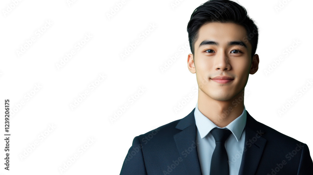 Portrait of confident asian businessman smiling on transparent background
