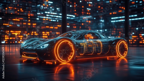 A conceptual illustration of an electric vehicle chassis featuring a modern design,