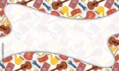 musical instrumental background. presentation and powerpoint design concept with typography space area. hobby, interest, lifestyle, song, singer, sound, and music themes