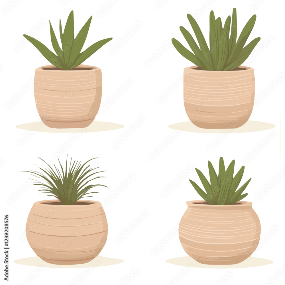 Fototapeta premium Illustration vector set of Plant in flowerpot in flat style
