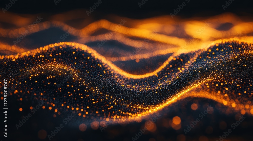 Glowing orange particles wave abstract background Glowing orange particles wave abstract background