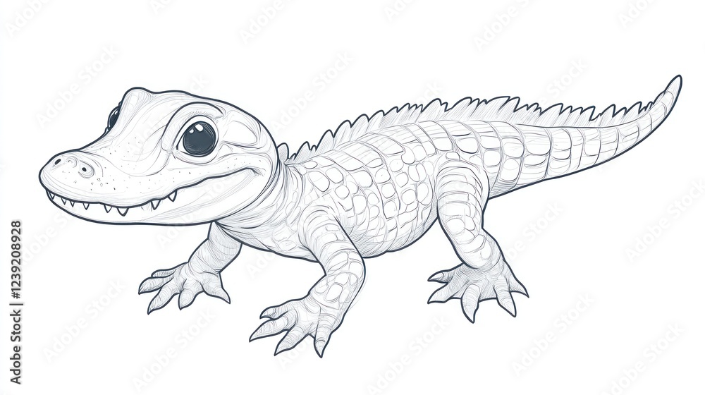 Fototapeta premium Cute baby alligator illustration, wildlife, nature