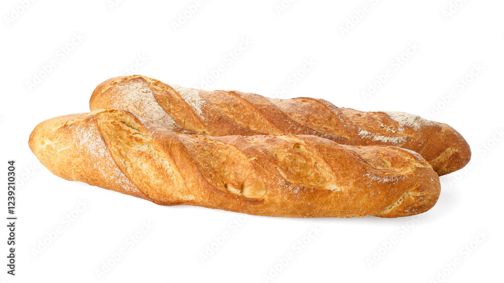 Freshly baked bread. Baguettes isolated on white Freshly baked bread. Baguettes isolated on white