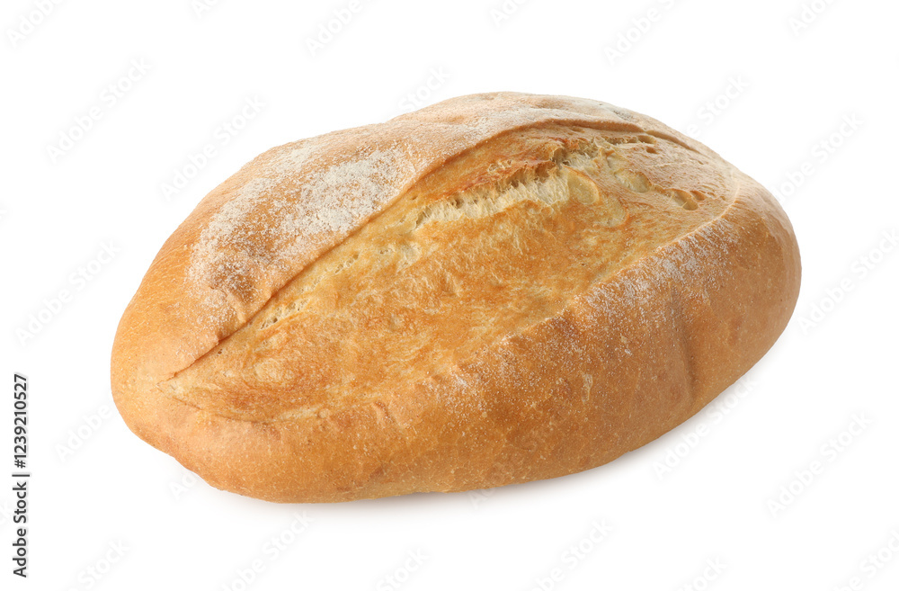 One freshly baked bread isolated on white One freshly baked bread isolated on white